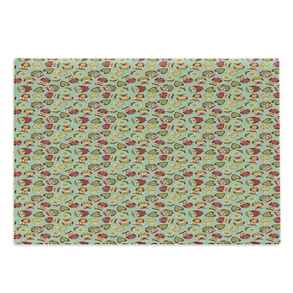 Owls Cutting Board, Cheerful Theme Ornate Birds Nostalgic Vintage Pattern, Decorative Tempered Glass Cutting and Serving Board, Large Size, Multicolor, by Ambesonne