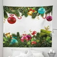 thumbnail image 1 of Christmas Tapestry, Snowy Winter Xmas Time Happy New Year Greeting Presents Bells Leaves Garland, Fabric Wall Hanging Decor for Bedroom Living Room Dorm, 5 Sizes, Multicolor, by Ambesonne, 1 of 1