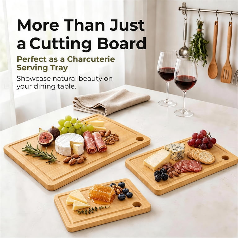 Vesteel Bamboo Cutting Board Set, 3-Piece photo 5