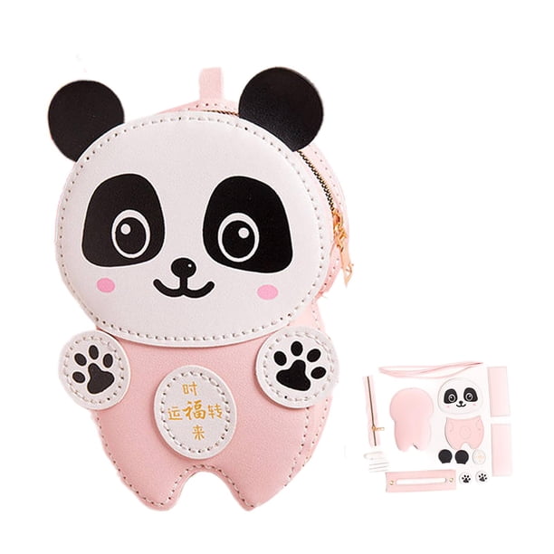 Kit de bolso de hombro DIY, bolso de mano con dibujo de panda, tejido a mano, fabricación de bolsos DIY hechos a mano Rosa