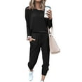 thumbnail image 1 of 2 Piece Tracksuit Sets for Womens Sweatsuits Solid Color Pullover T-Shirt Sweatpants Jogging Suits, 1 of 8