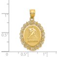 thumbnail image 3 of Real 14kt Yellow Gold Solid Satin Polished Aquarius Zodiac Oval Pendant; for Adults and Teens; for Women and Men, 3 of 3