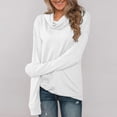 thumbnail image 3 of Women Pullover Shirt Cowl Neck Long Sleeve Drop Shoulder Loose Warm Sweatshirt for Winter Autumn White XL, 3 of 6