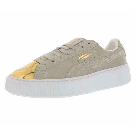 Puma Suede Platform Gold Casual Womens Shoes Size 7.5, Color: Gold/Star White/Puma White