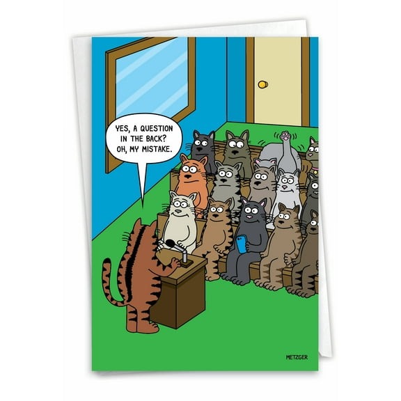 1 Funny Birthday Card with Envelope - Cat Question C3674BDG