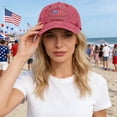 thumbnail image 2 of AJGRHE Washed Distressed Print Baseball Cap Unisex Adjustable Twill Hat For Independence Day Casual Wear Red One Size, 2 of 4