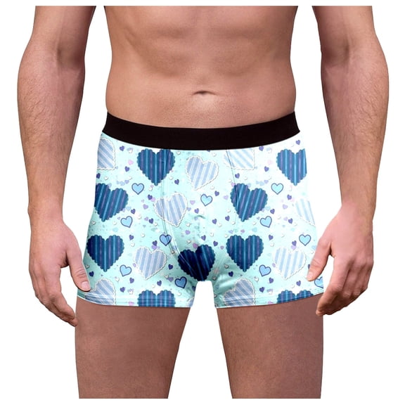 Wxolcjlv Valentine's Day Men's Boxer Briefs With Multi-Color Heart Graphic Elastic Waistband Underwear Male Holiday Gifts