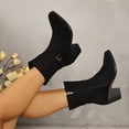 thumbnail image 4 of Womens Mid Calf Boots,Mid Calf Boots for Women - Tall Fashion Boots with Suede-Look Upper, Pointed Toe and Side Zipper Mid Shaft Boots, Chunky Block Heel Dress Boots, Casual Footwear for Fall Winter, 4 of 5