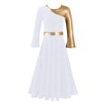 thumbnail image 1 of RUNQHUI Robe de Danse Métallique Dorée pour Filles, Prière Lituricale Blanche 14, 1 of 6