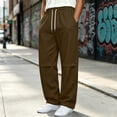 thumbnail image 3 of Iyufng Mens Knee Pleated Loose Wide Leg Casual Track Pants Drawstring Elastic Waist with Side Pockets, 3 of 9