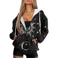 thumbnail image 4 of SCRAWLGOD Galaxy Zip Up Hoodie Women Plus Size XS Sweaters Lightweight Hooded Zip Up Sweatshirt Women Drawstring Zip Up Hoodie for Women with Design Pockets for Holidays, 4 of 7