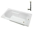 thumbnail image 4 of Streamline N-4320-745-PBR 72 in. x 36 in. Acrylic Soaking Drop-In Bathtub in Glossy White, With External Drain in Polished Brass, 4 of 11
