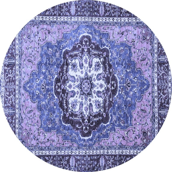 Ahgly Company Indoor Round Abstract Blue Modern Area Rugs, 4' Round