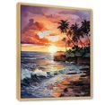 thumbnail image 2 of Designart "Peach violet Mexico Cancun Sunsets" Nautical & Beach Floater Framed Wall Decor, 2 of 7