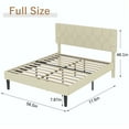 thumbnail image 2 of VECELO Full Size Platform Bed Frame Upholstered Beds with Height-Adjustable Linen Button Tufted Headboard, Bed Frame, Beige, 2 of 8
