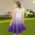 thumbnail image 7 of Abcomgle Girls Summer Dress Size 7-8 Casual Halter Neck Sleeveless Midi Dress Gradient A-line Sundresses Swing Beach Dresses 13-14 Years,Purple, 7 of 7