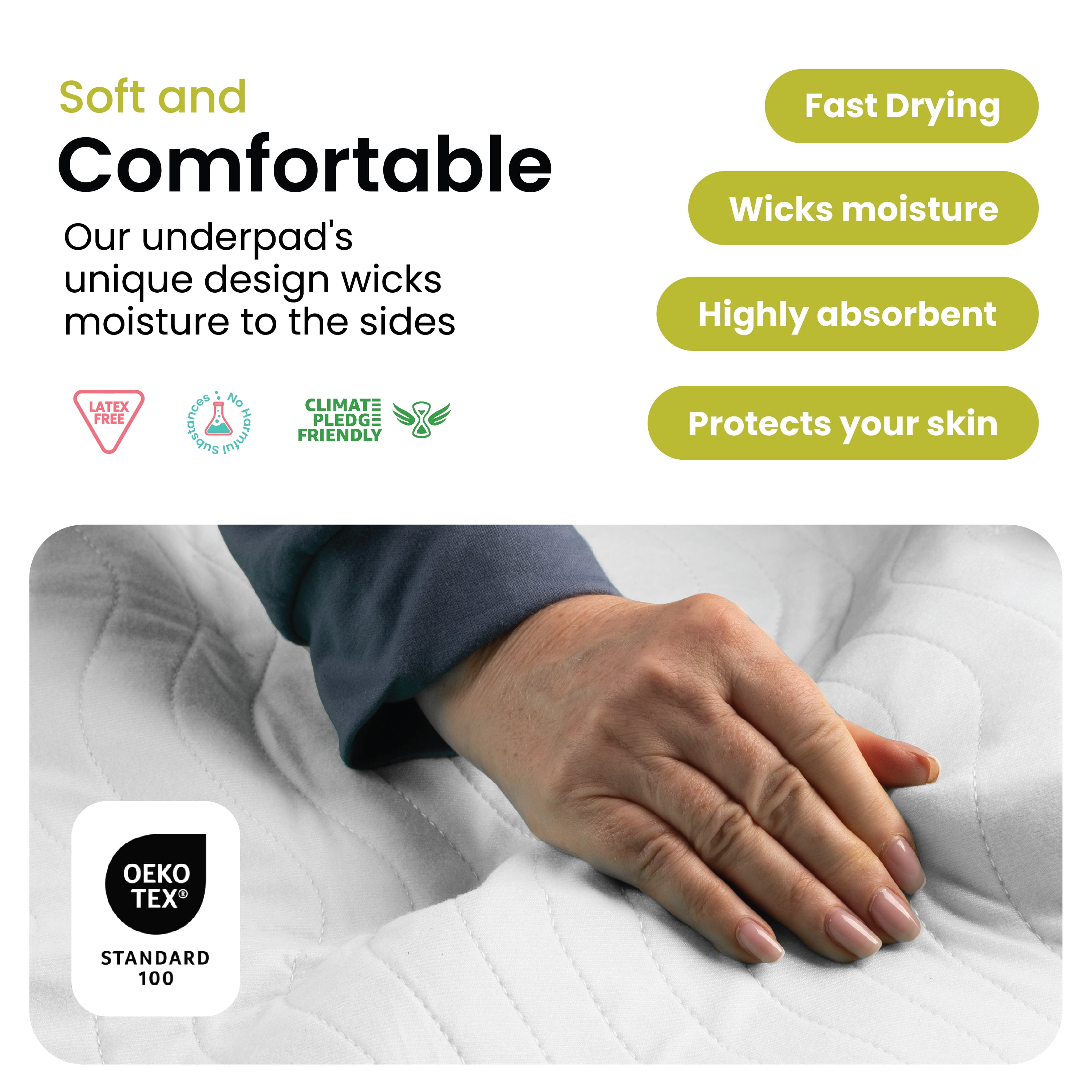 Improvia Washable Bed Pads for Incontinence, Waterproof Reusable, 34 x 36 in, 4-Pack (White & White)
