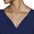 thumbnail image 4 of Jewelili Sterling Silver with 1.2 MM Round Created White Sapphire Alphabet Initial M Pendant Necklace, 18" Rope Chain, 4 of 5