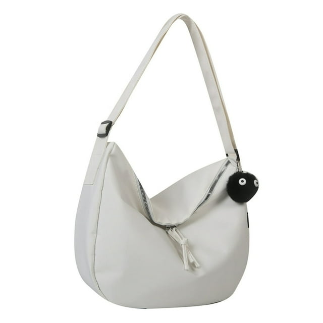 MesaSe Women Hobo Bag Large Capacity Harajuku Messenger Bag Fashion with Fluffy Pendant
