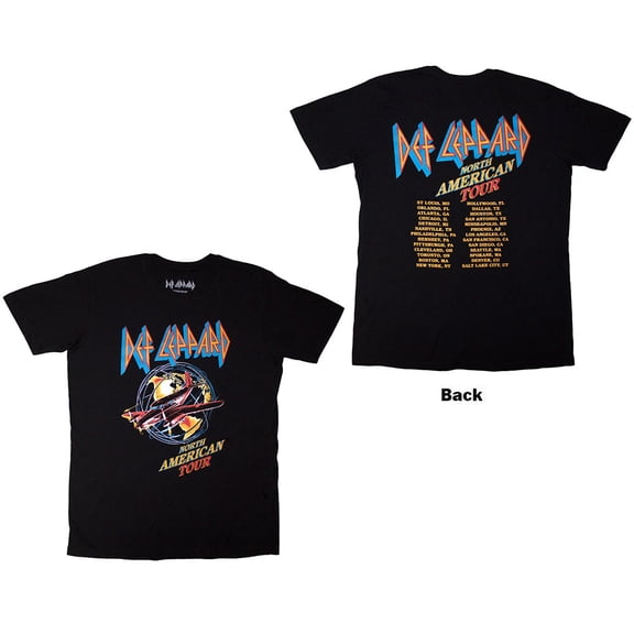 Def Leppard Unisex T-Shirt North American Tour (Black) (Back Print)