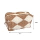 thumbnail image 3 of Bolsa de cosméticos a cuadros a la moda, de almacenamiento de maquillaje para artículos de tocador de felpa para mujer (caqui) Ehuebsd  Para Estrenar, 3 of 7