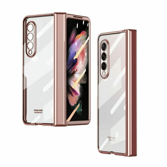 For Samsung Galaxy Z Fold 2 5G Cover with Screen Protector Shockproof Luxury Plating Clear Anti-fall Folding Case