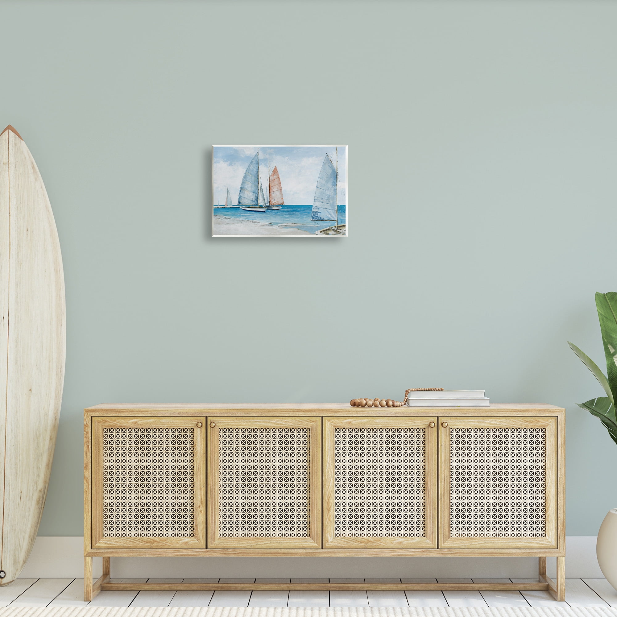 Stupell Industries Coastal Sailboat Fleet Transportation Painting Unframed Art Print Wall Art, 19 x 13