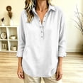 thumbnail image 6 of VBVC Women's Cotton Linen Henley Shirts , Ladies' Collared Long Sleeve Casual Blouses , Loose Fit Button Down Tunic Tops For Women, White , S-3XL, 6 of 6