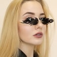 thumbnail image 6 of Wutalume Fashion Funny Small Frame Sunglasses, Rimless Colorful Metal Flame Design, UV Protective Lenses, Unique Statement Glasses for Party, Festival, and Trendy Outfits,Black, 6 of 6