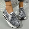 thumbnail image 2 of SCHUHLAND Women's Silver Glitter Chunky Platform Comfort Sneakers, Slip-On Height Increasing Loafers for Autumn/Spring, 2 of 16
