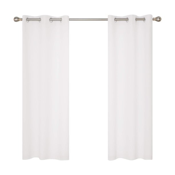 Cortinas Deconovo blancas puras cortas opacas con ojales para dormitorio, oscurecimiento térmico y aislamiento para sala de estar, 96 x 183 cm, 2 paneles