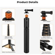 K&F CONCEPT 47.2 Camera Invisible Selfie Stick, Extension Long Pole Compatible with Insta360 X5/X4/X3 GoPro Hero 13/12/11 DJI OSMO Pocket 3 accessories, 1/4 Extended with GoPro Adapter