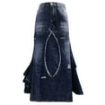 thumbnail image 4 of Gubotare Long Denim Skirts for Women Basic Solid Stretchy Cotton High Waist A-line Flared Casual Skater Mini Skirt,Dark Blue S, 4 of 5