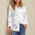 thumbnail image 6 of Womens Button Down Shirts Loose Fit Long Sleeve Collared Blouse Casual V Neck Tops Outfits White S, 6 of 7