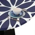 thumbnail image 5 of Blue Dahlia Round Fitted Tablecloth Elastic Edged Floral Table Cover Waterproof Wipeable Table Cloth Tablecloth Fits Tables up to 36"-42", 5 of 6