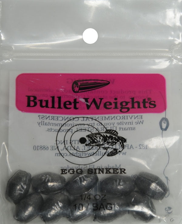 Bullet Weights® EG924 Lead Egg Sinker Size 1/4 oz, 10 Fishing Weights