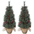 thumbnail image 2 of 2ft Pre-lit Tabletop Christmas Tree, Cloth Bag Base and 50 LED Warm White Lights Artificial Christmas Tree,Configure Pine Cones and Red Fruit,Table Decoration, 2 of 8
