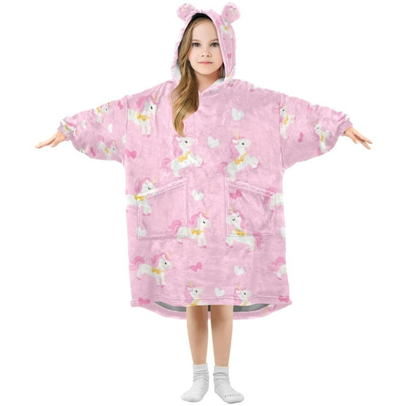 joogoo Wearable Blanket Cute Unicorns Hoodie for Oversized Sherpa Hooded 3-14 YR M