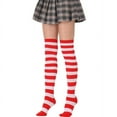 thumbnail image 3 of Bas Cosplay Femme Violet Blanc Rayures Lolita Longues Chaussettes au-Dessus du Genou Chaussettes de Compression pour Femmes, 3 of 6