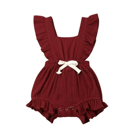 

Hirigin Newborn Baby Girl Ruffle Solid Romper Bodysuit Jumpsuit Outfit Clothes