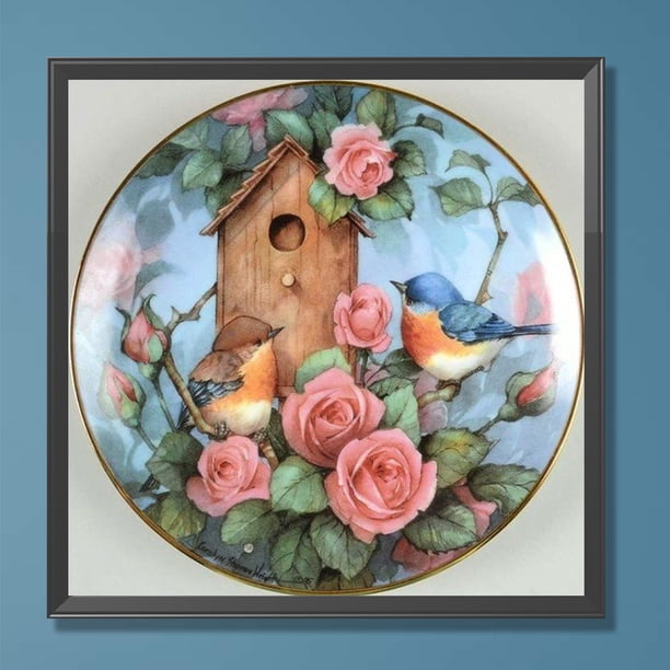 Cuadros Decorativos 5D bricolaje ronda completa taladro diamante pintura Birdhouse Kit decoración del hogar (V4699) Wdftyju embutido en tela