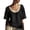 Black, variant on Women's Satin V Neck Ruched Blouse Short Sleeve Casual Tops for Daily