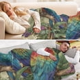 thumbnail image 5 of 70x55 Inches Glow in The Dark Blanket Cozy Throw Camping Blankets for Home and Outdoor Use Colorful Beautiful Parrots, 5 of 8