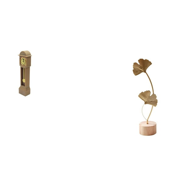 Reloj de suelo para casa de muñecas,Reloj de piso para casa de muñecas en miniatura,minimuebles,Escultura de hojas,Estatua de hoja de metal Escultura de hoja Decoración del hogar,Figura de