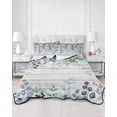 thumbnail image 2 of Quilts Twin-XL Size Bedding Set, Blue Eucalyptus Leaves Lightweight Quilted Comforter, Summer Botanical Wooden Weeping Soft Reversible Bedspread Coverlet with Pillow Covers for All Season, 68" x 98", 2 of 7