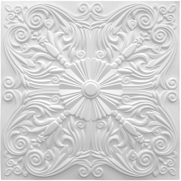 Art3d 12-Pack Decorative Drop Ceiling Tile 2ft x 2ft in Matte White, PVC Ceiling Panel 24 x 24in.