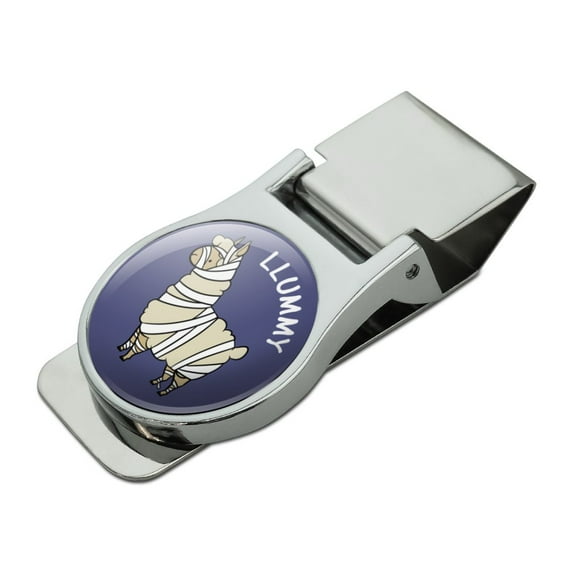 Llummy Llama Mummy Funny Satin Chrome Plated Metal Money Clip