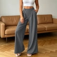 thumbnail image 5 of Lmnyox Wide Leg Pants for Women Baggy Elastic High Waist Palazzo Trousers Comfy Stretchy Dress Pants with Pockets, 5 of 7