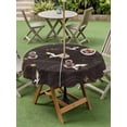 thumbnail image 4 of Outdoor Tablecloth with Umbrella Hole for Patio/Picnic/Party/Camping, Japanese Style Waterproof Table Cloth Round Cover Washable, Vintage Cranes Ocean Wave Black Grey (Dia 54"), 4 of 8
