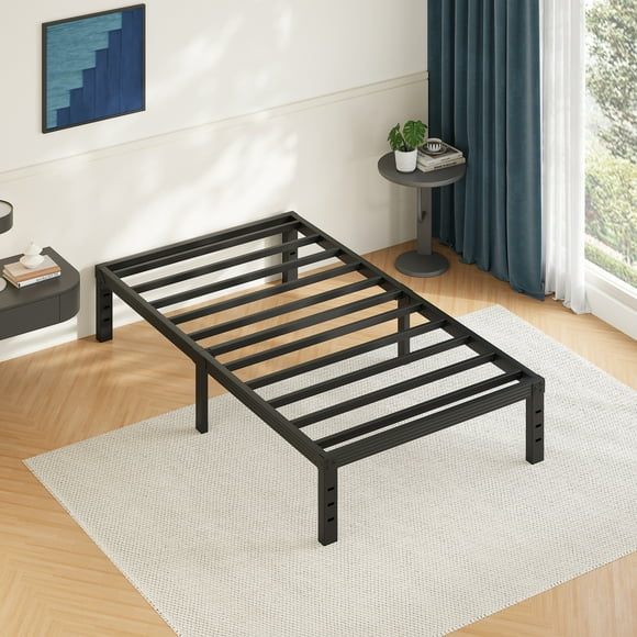FSCHOS 14 Inch Twin Size Bed Frame, Heavy Duty Metal Platform, No Box Spring Needed, Easy Assembly, Black